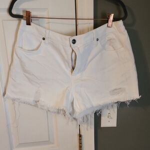 White Distressed Denim Shorts